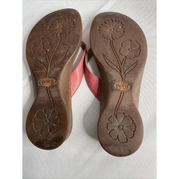 Womens Born Hand Crafted Genuine Pink Leather Thong Sandals Flip Flops Size 9 - Picture 7 of 9